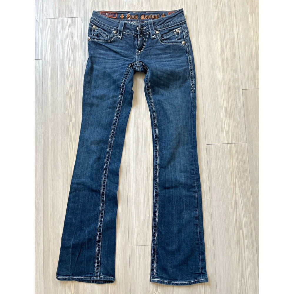 Rock Revival Women's Size 26 Dark Blue Gwen Bootcut Jeans Low Rise Western